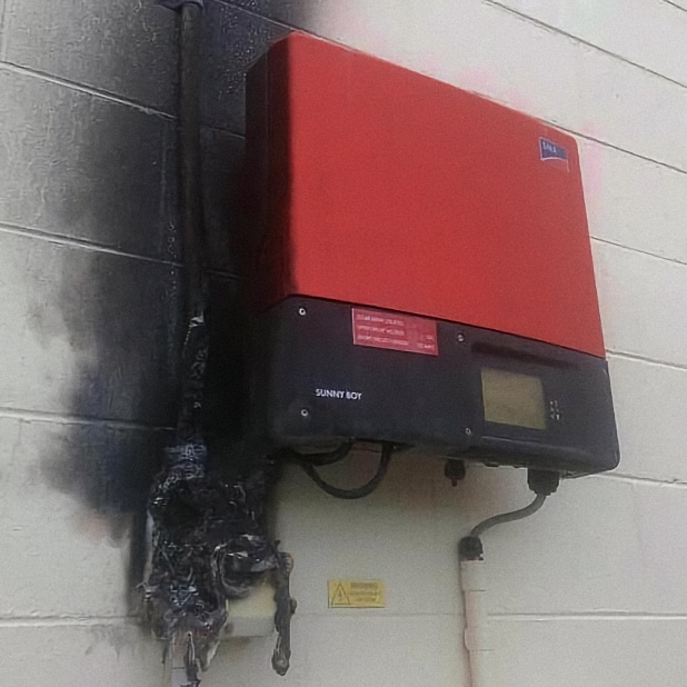 Solar inverter that was previously on fire